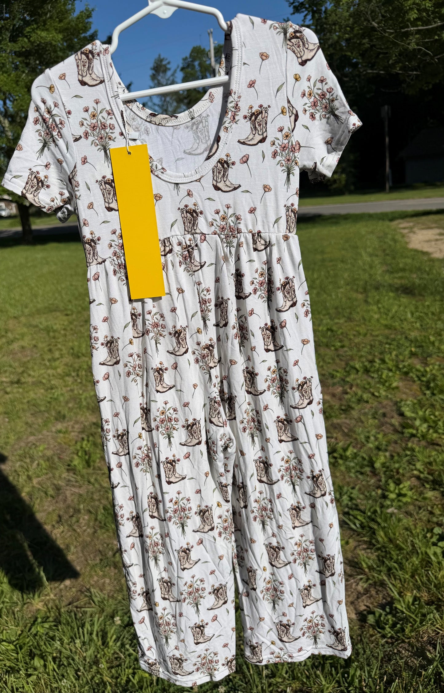 Bloomin' Boots Short Sleeve Romper