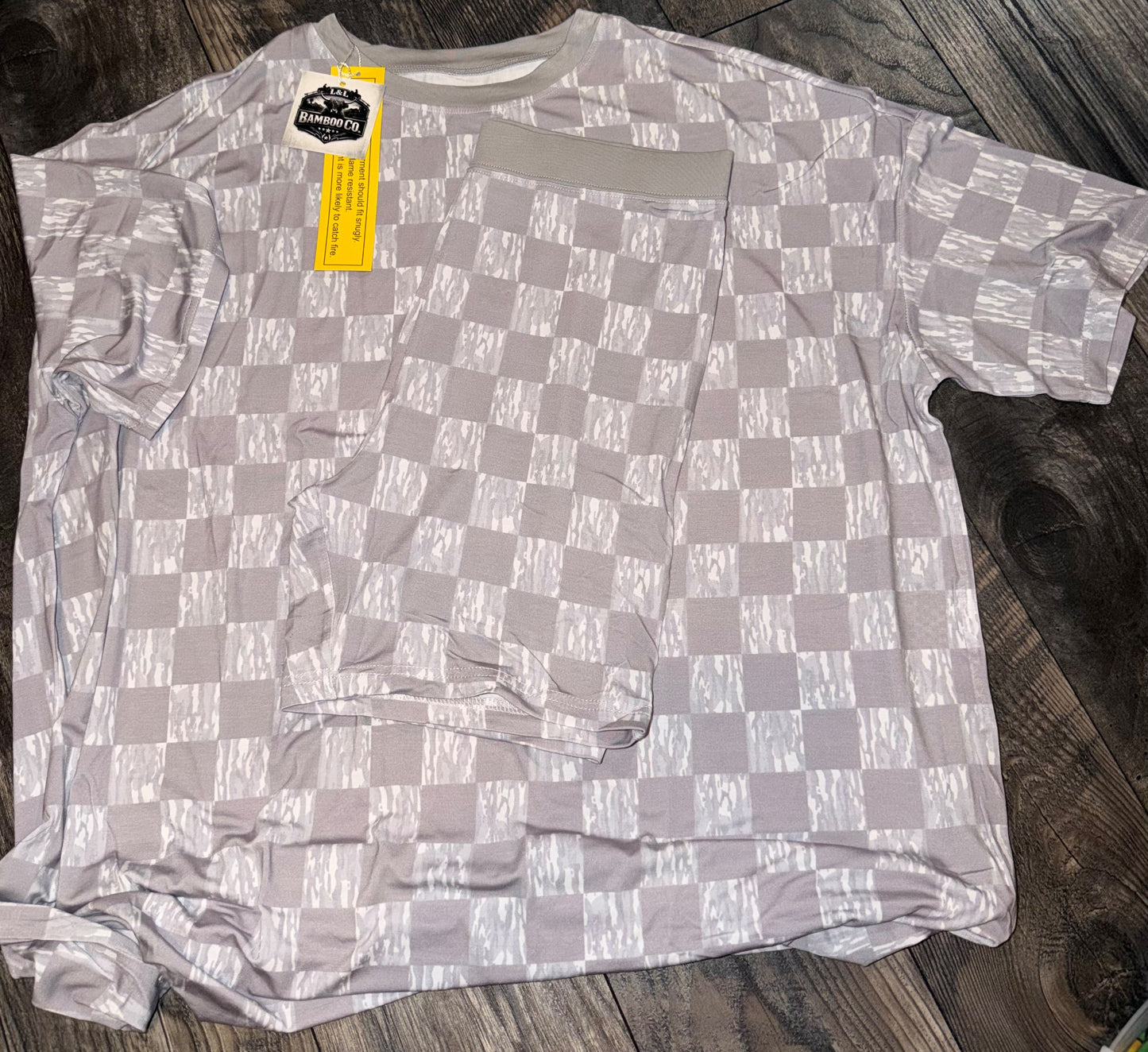 White Camo Checks Adult Biker Sets