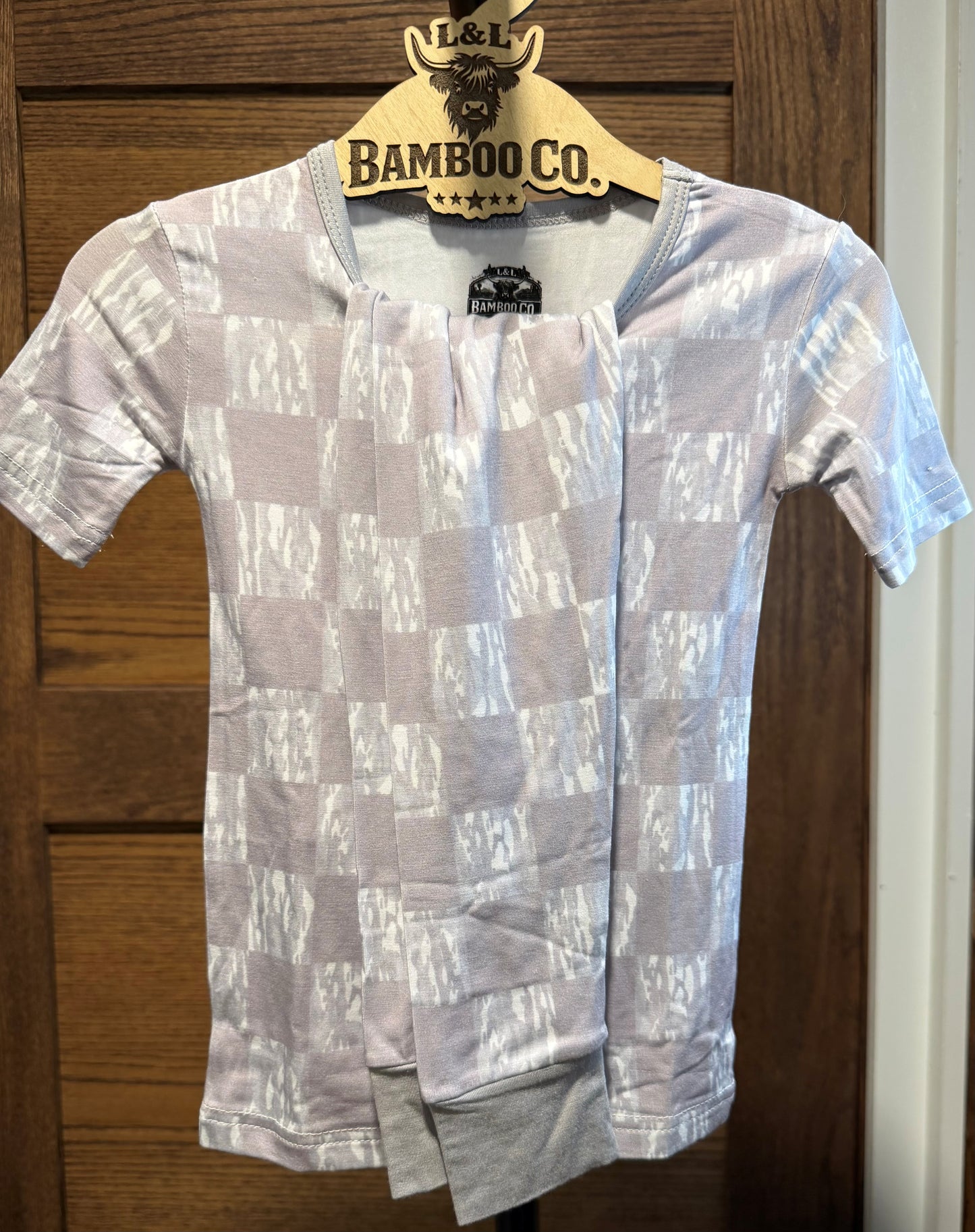 White Camo Checks Short Sleeve/Pants Set
