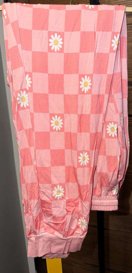 Pink Floral Checks Adult Joggers