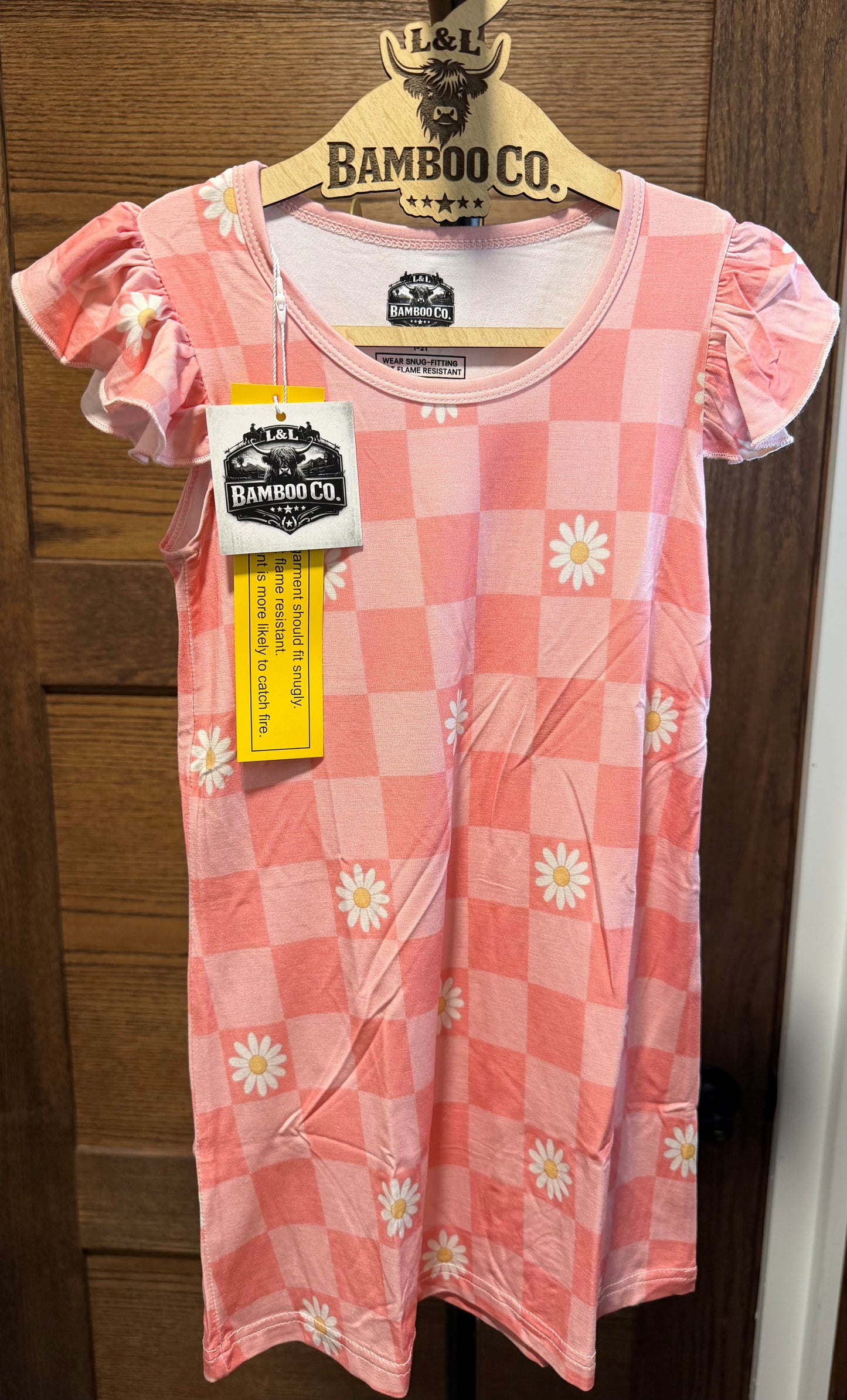 Pink Floral Checks Children's Nighty