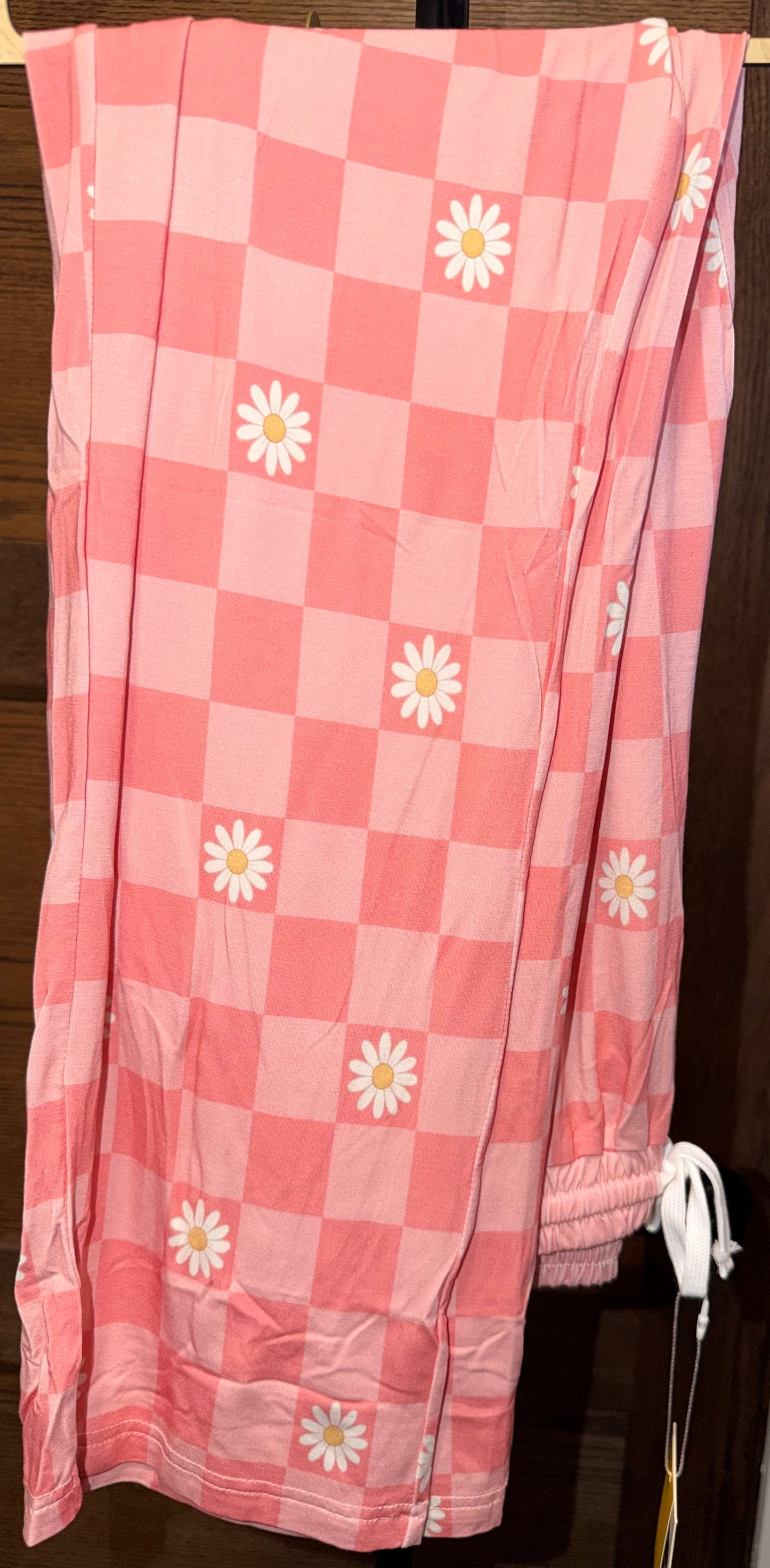 Pink Floral Checks Adult Straight Leg
