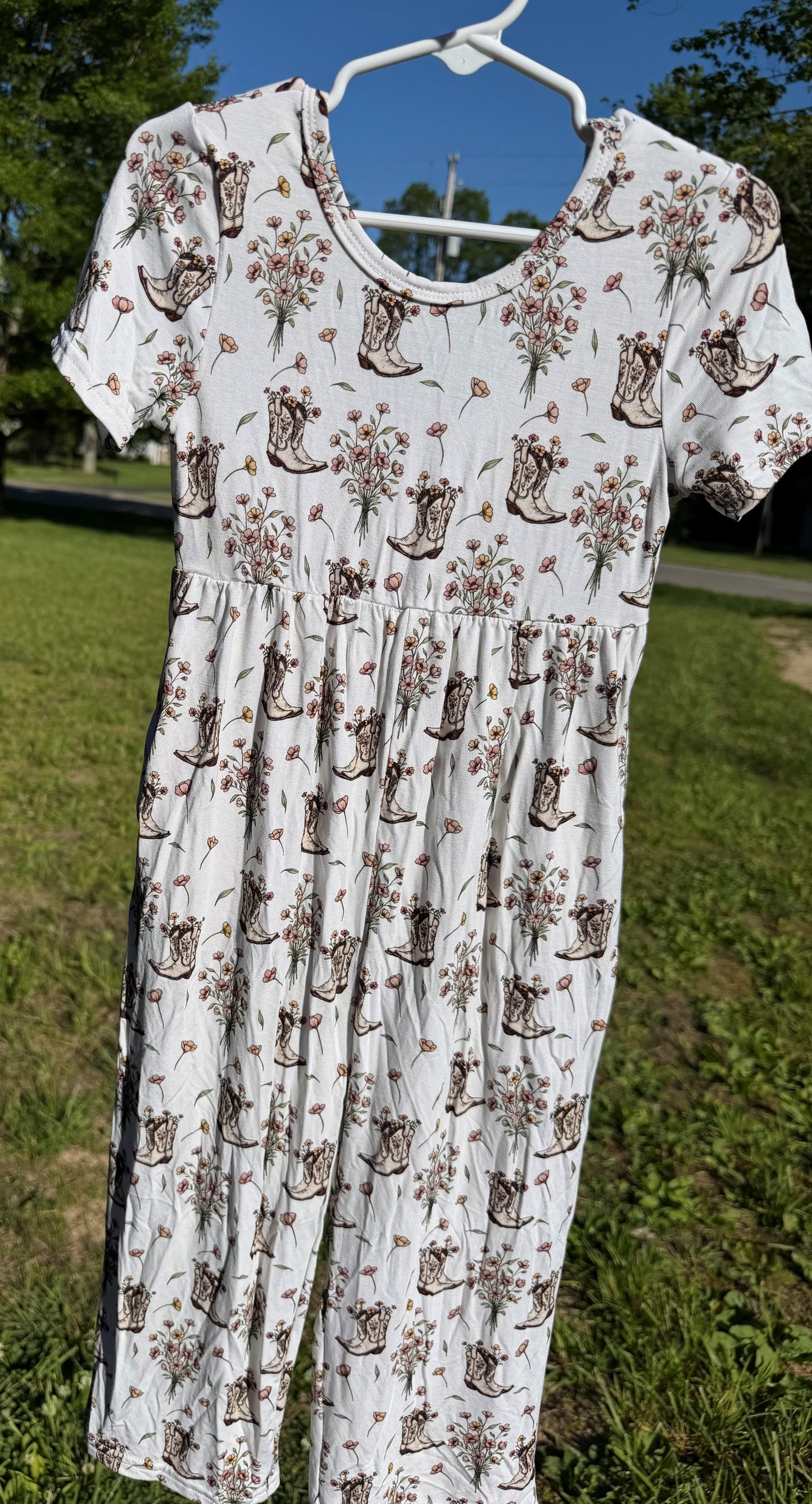 Bloomin' Boots Short Sleeve Romper