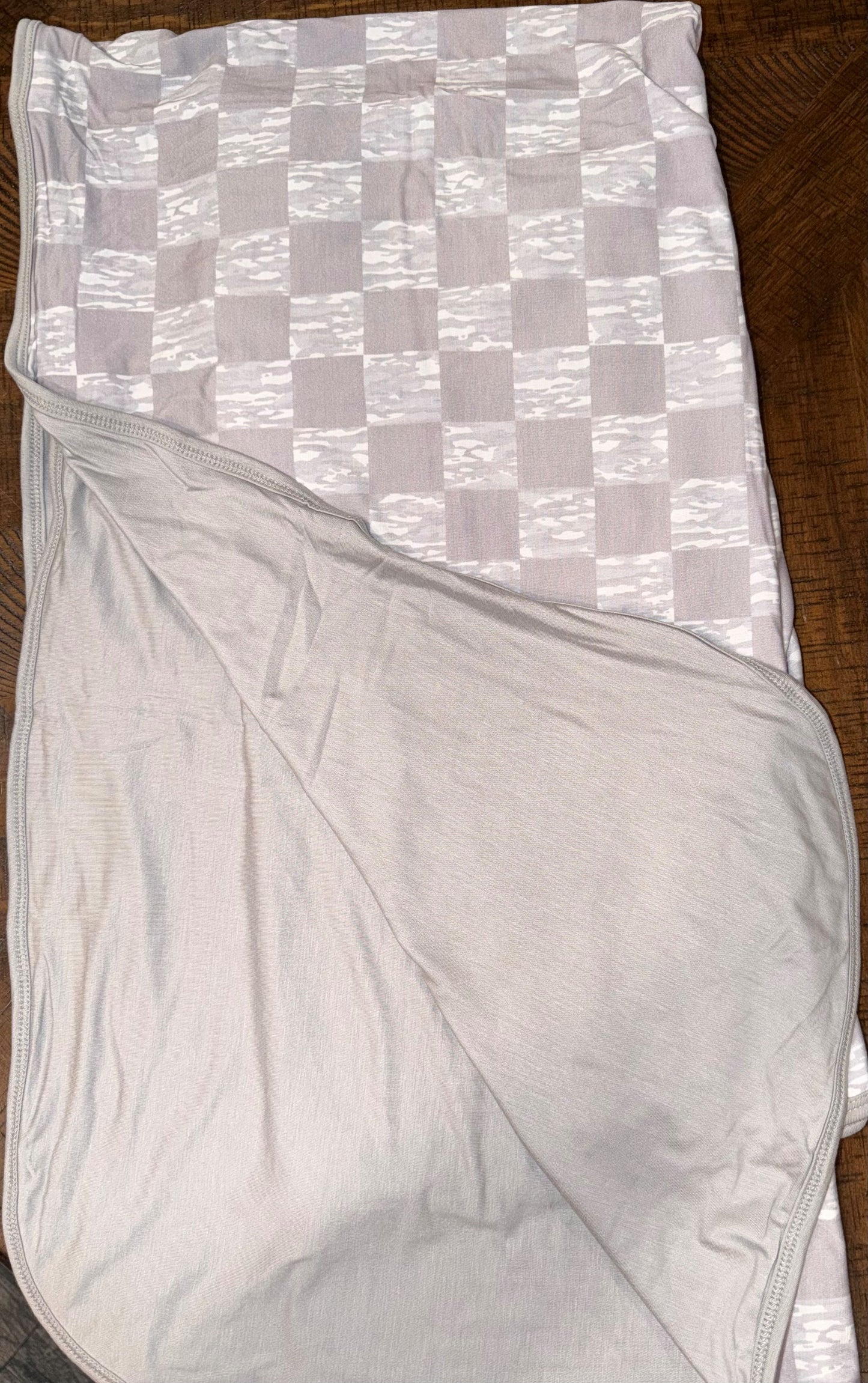 White Camo Checks 50x50 Bamboo Blanket